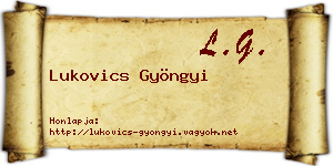 Lukovics Gyöngyi névjegykártya